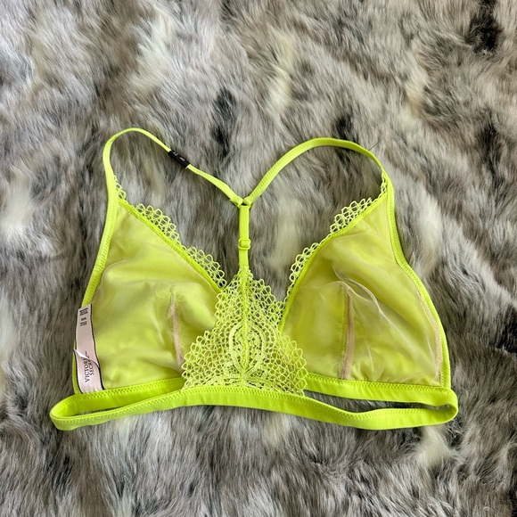 New Victoria’s Secret Neon Green Lace Bralette sz medium M - Picture 2 of 4